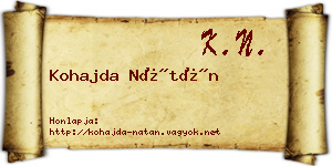 Kohajda Nátán névjegykártya